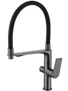 Смеситель для кухни Haiba HB76816-3 с подключением фильтра питьевой воды пепельный